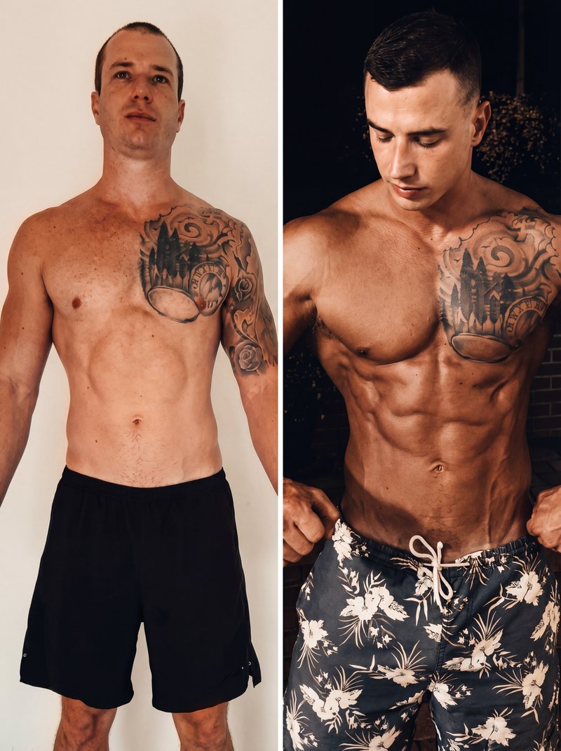 Brad's 8-week body transformation with The Alpha Method — lean muscle gain results